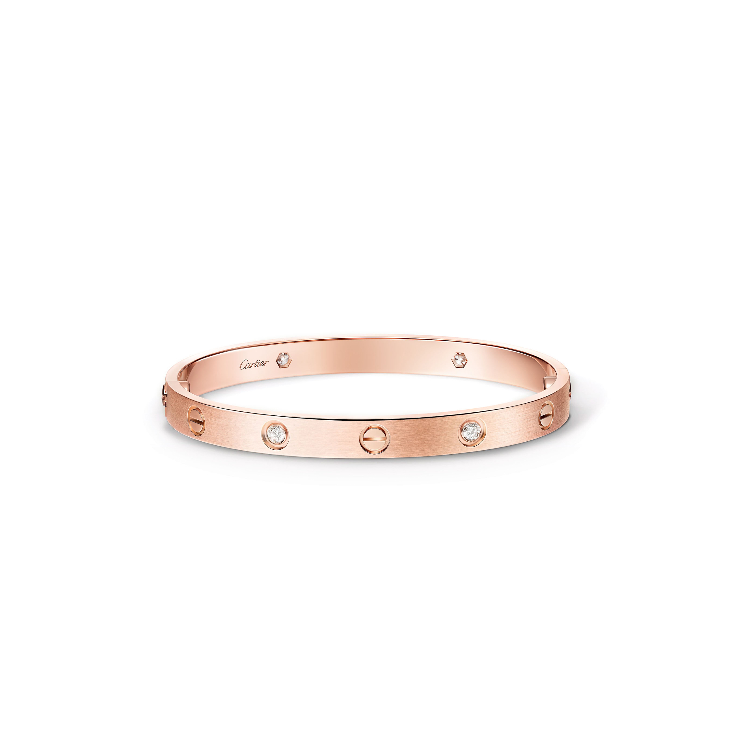 CARTIER BRACELET LOVE, MODÈLE CLASSIQUE, FINITION BROSSÉE, 4 DIAMANTS B6080017